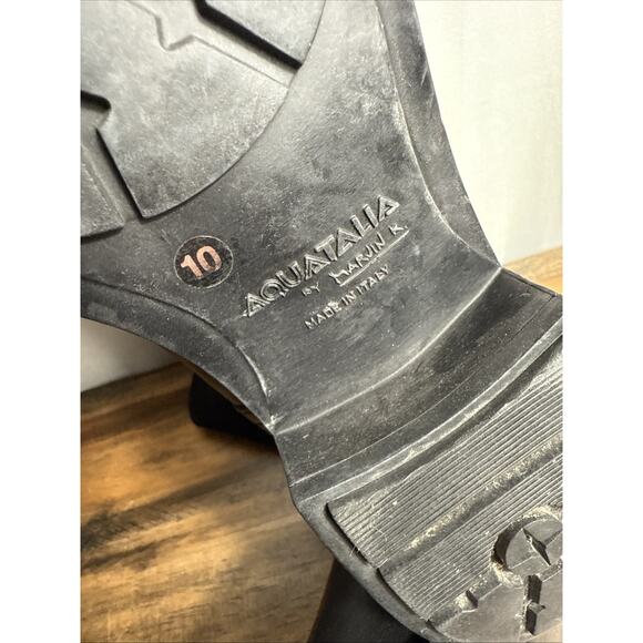 Aquatalia Black Leather Boots Women's Size 10 Made in Italy Shearling Lined EUC - Picture 7 of 9